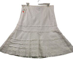 Sharagano White Tiered A-Line Skirt NWT Size 12 Linen Rayon *callout